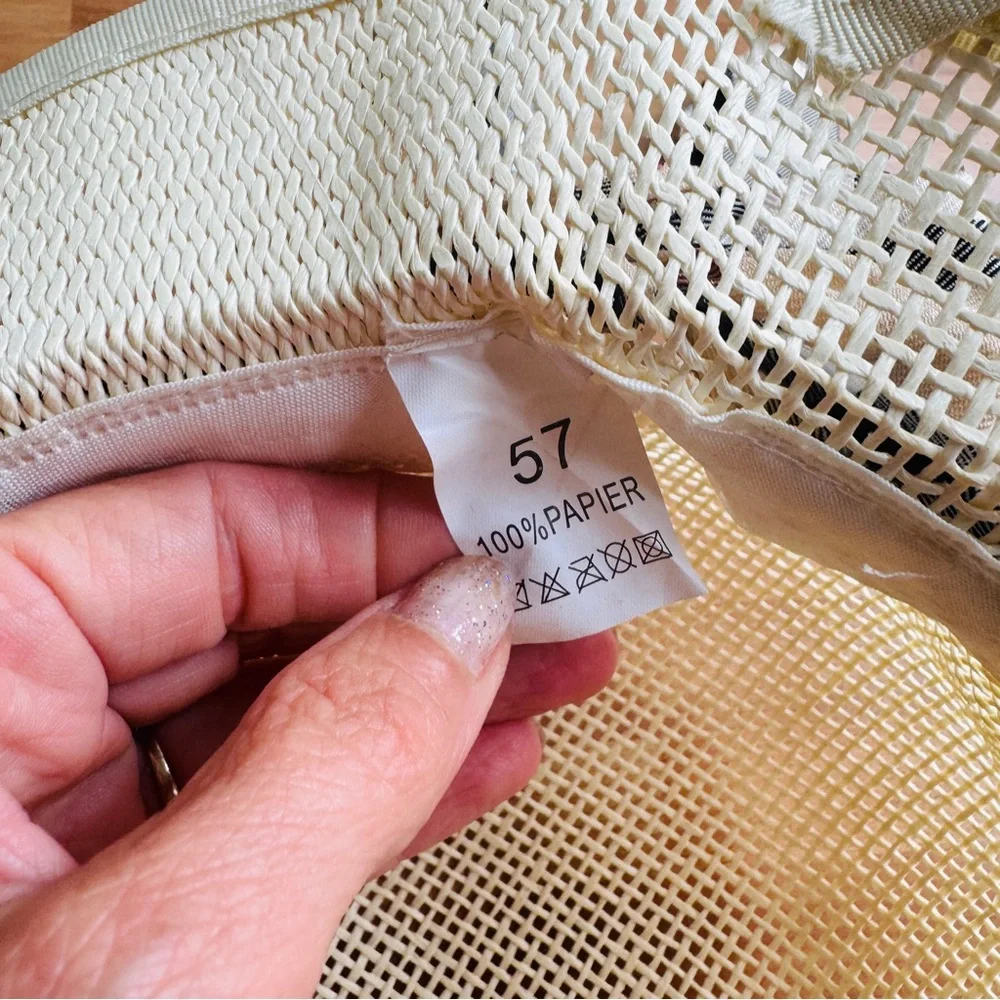 Summer hat with plaid trim - Picture 8 of 13
